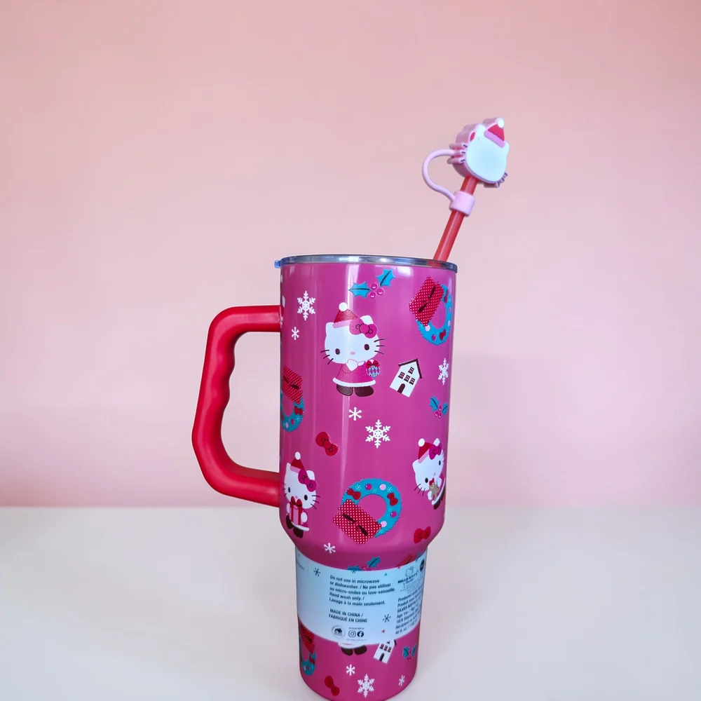 NWT Hello Kitty Christmas 40oz Stainless Steel Holiday Tumbler With Straw - Picture 3 of 4